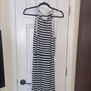 Striped Sleeveless Maxi Dress with Necklace